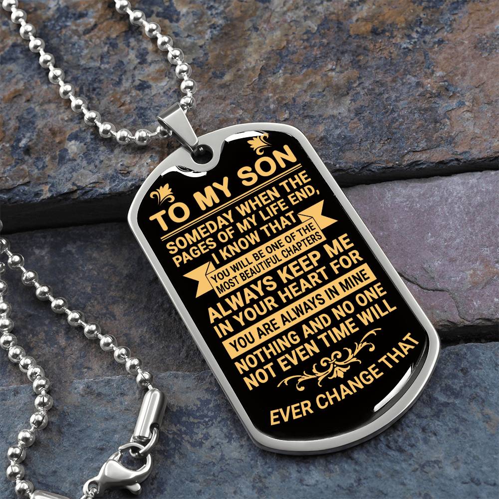 To My Son - Always Keep Me in Your Heart - Dog Tag Necklace