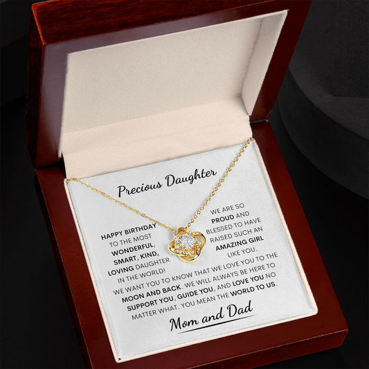 Happy Birthday| Precious Daughter| Love Knot Necklace