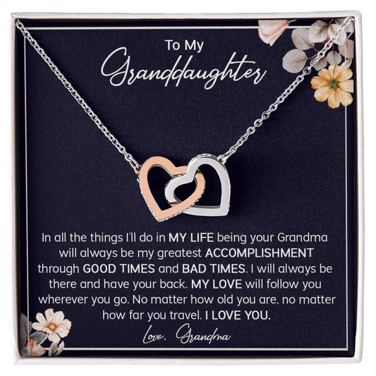 To My Granddaughter| Interlocking Hearts necklace