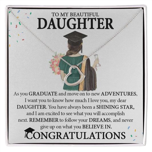 "Beautiful Daughter"| Graduation Gift| Celebrate Her Achievements and Success| Delicate Heart Necklace