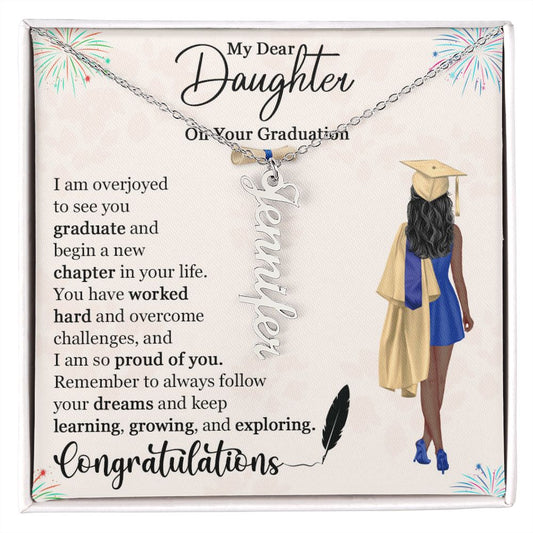 "To My Daughter" | So Proud of You | Graduation| Personalized Vertical Name Necklace